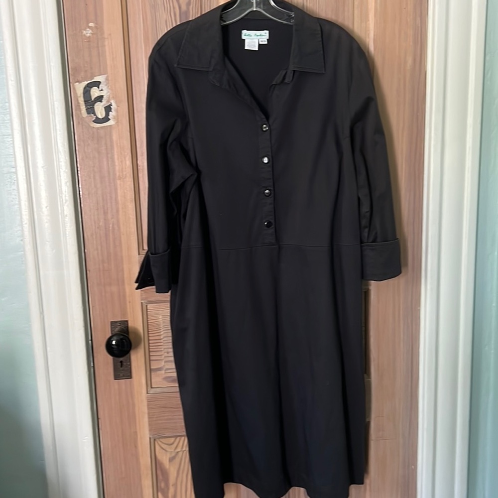 Ulla Popkin black cotton blend A line dress size 16/18